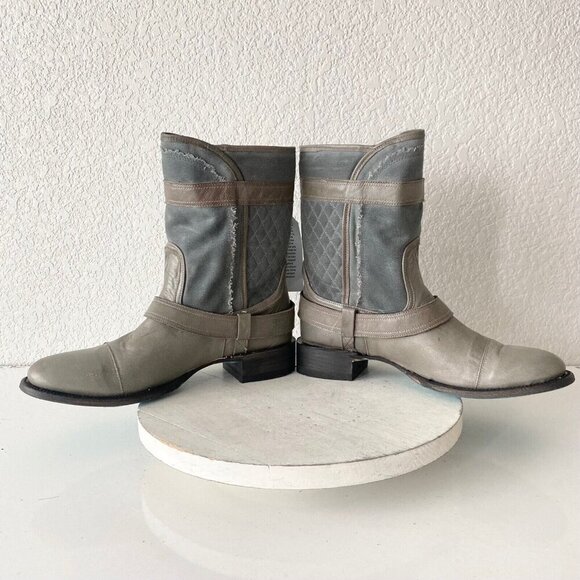 NEW Lane Womens Gray Quilted Mid-Calf Boots With Zipper & Buckle Accents Size 10 - Picture 7 of 11